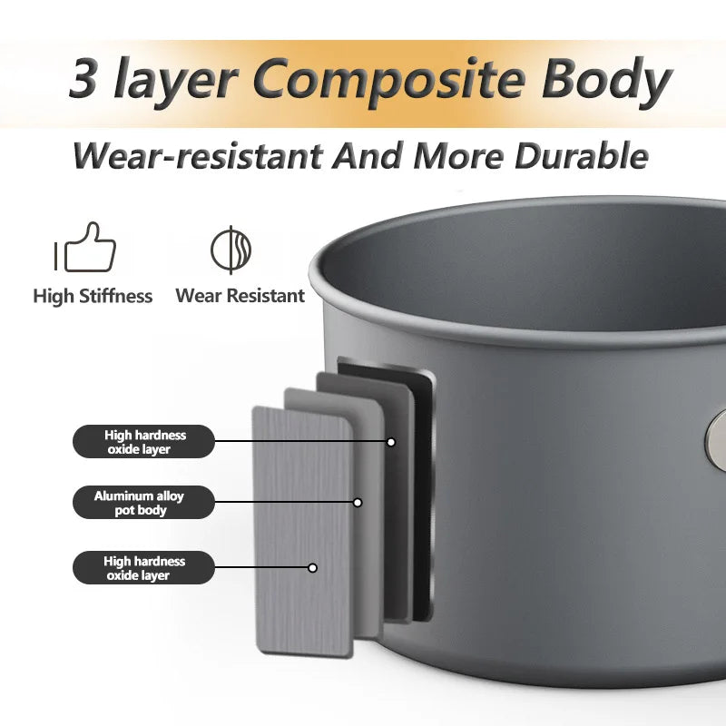 Camping Cookware Kit Outdoor Cooking Ultralight Aluminum Pot Kettle Tablewear Set Kitchen Utensils Camping Gear