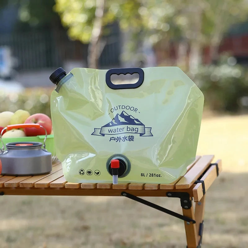 8L Large Capacity Thickened Folding Water Bag Food Grade Soft Portable Water Storage Bag for Outdoor Camping Hiking Travel Use