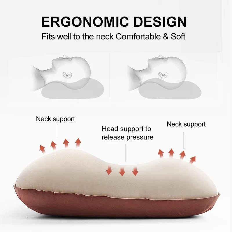 Self-Inflating Camping Pillow - Compact 3D Neck Support for Outdoor Travel
