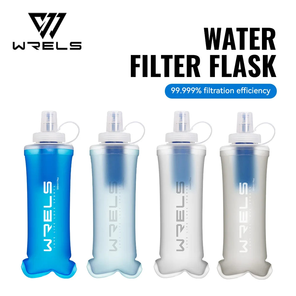 Water Filter Bottle Collapsible Soft Water Bottle with Filter Squeeze Dual Filtered Water Bottle Outdoor