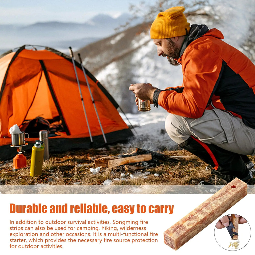 2Pcs Pure Natural Ignition Matches Pine Wood Kindling for Survival 