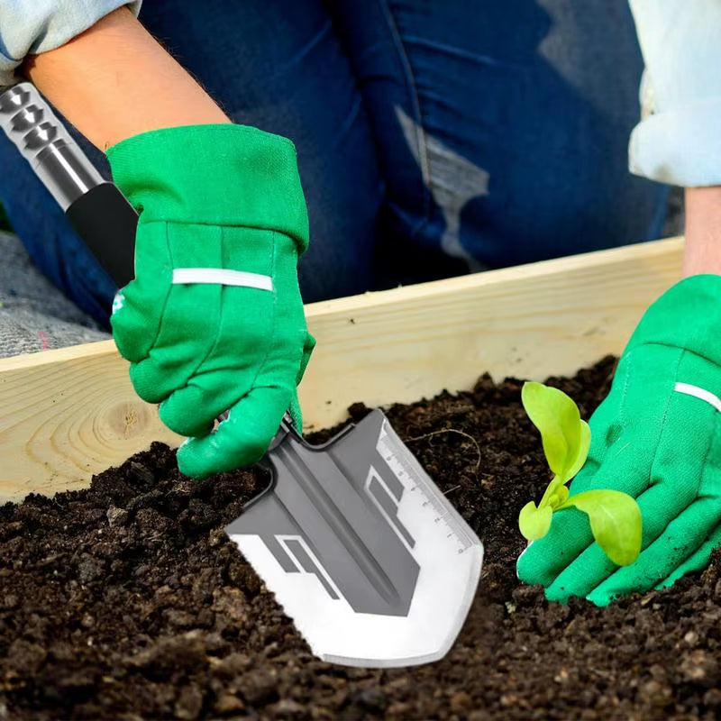 Folding Shovel and Camping Axe Multitool with Compass 