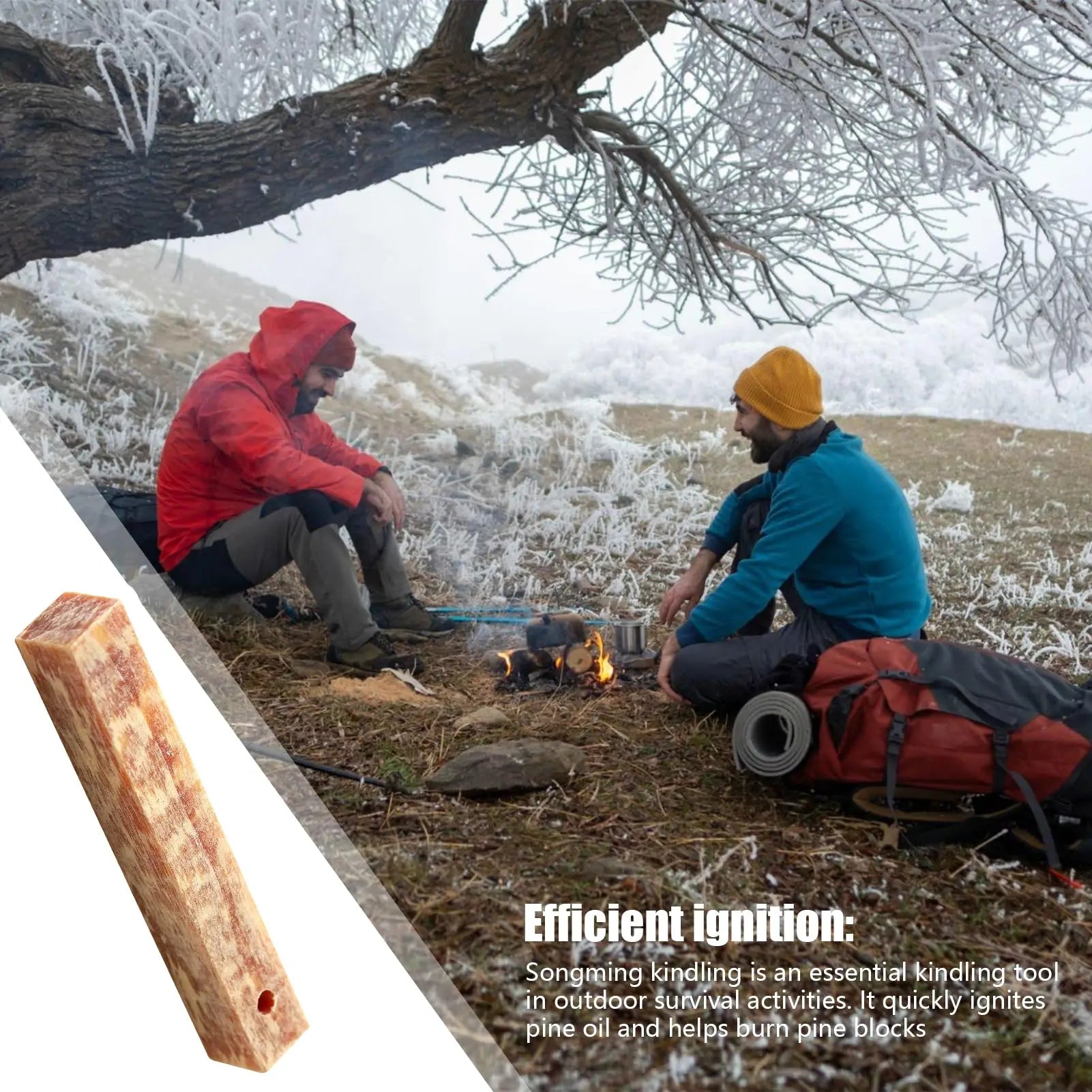 2Pcs Pure Natural Ignition Matches Pine Wood Kindling for Survival 