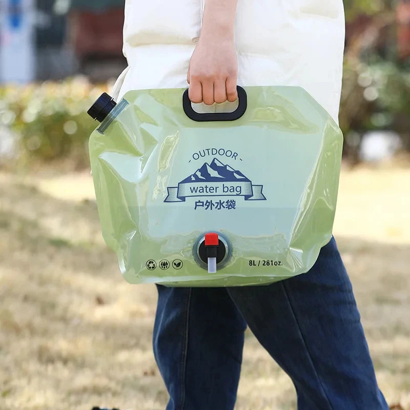 8L Large Capacity Thickened Folding Water Bag Food Grade Soft Portable Water Storage Bag for Outdoor Camping Hiking Travel Use