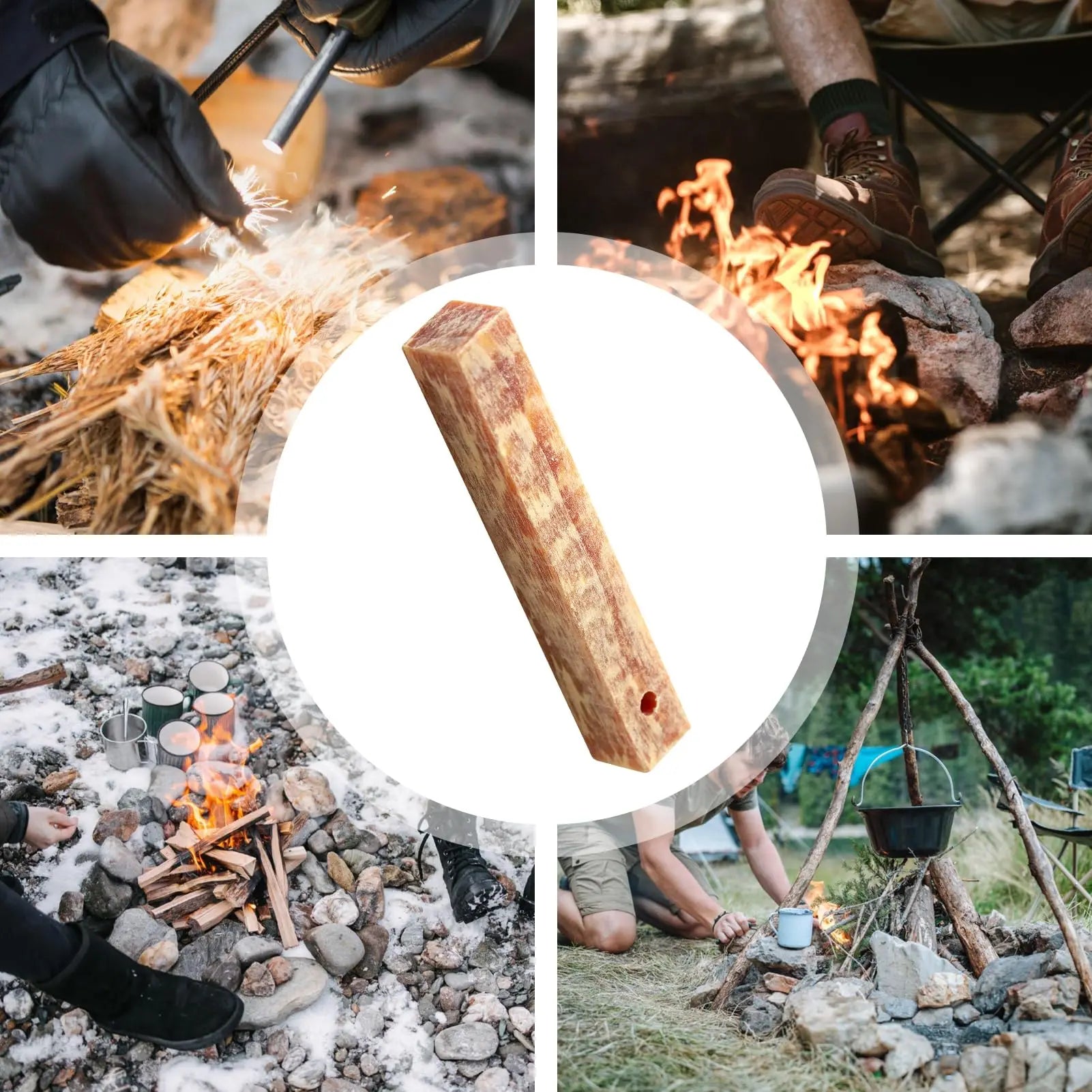 2Pcs Pure Natural Ignition Matches Pine Wood Kindling for Survival 