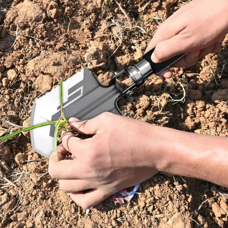 Folding Shovel and Camping Axe Multitool with Compass 