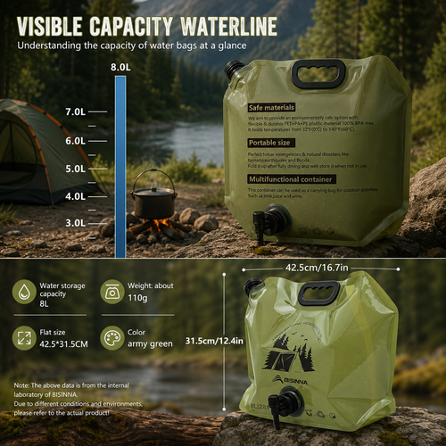 8L Large Capacity Thickened Folding Water Bag