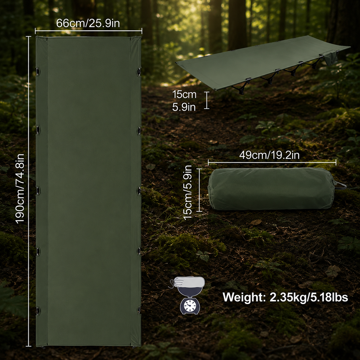 WESTTUNE Portable Folding Bed Ultralight Compact