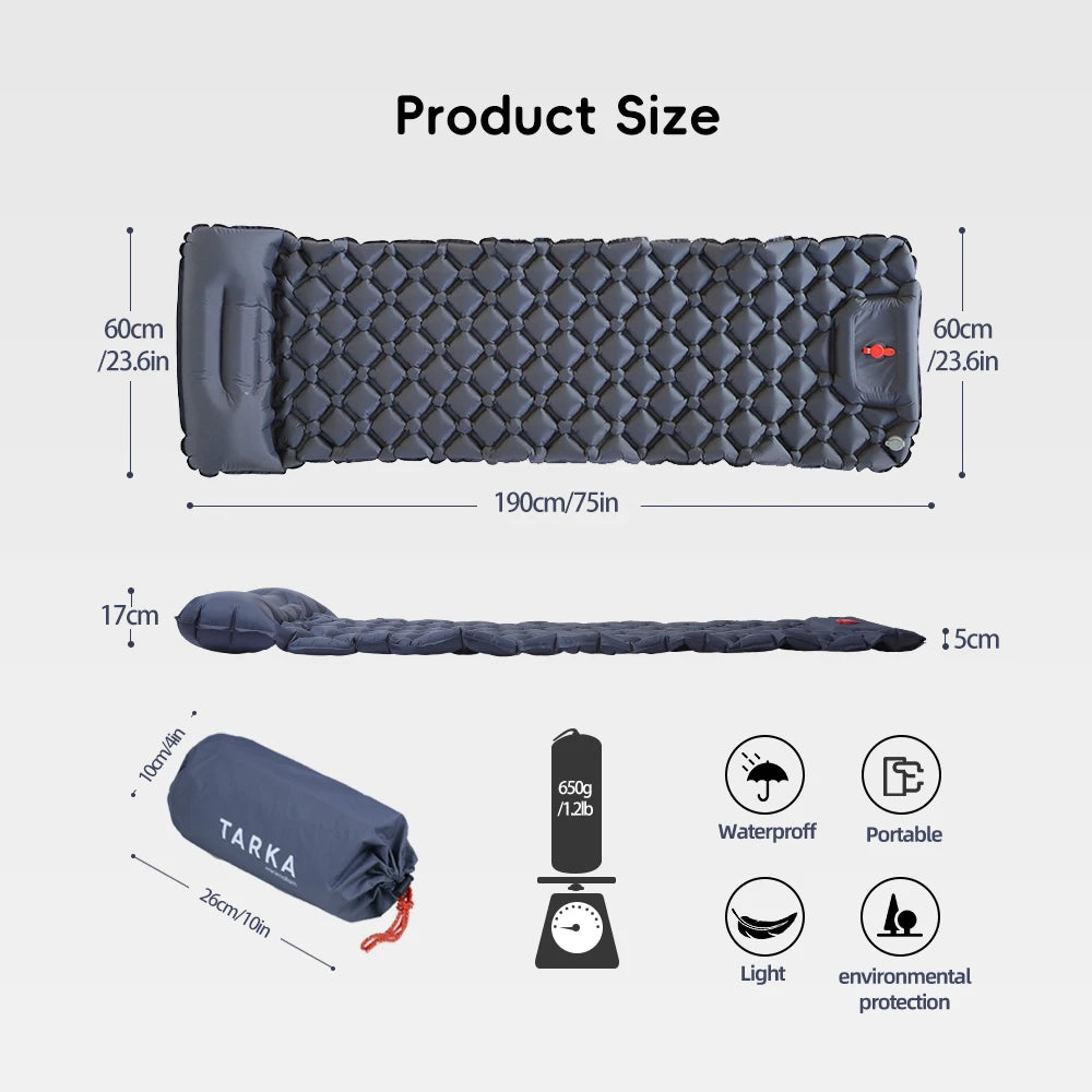 Inflatable Camping Air Mattress with Pillow